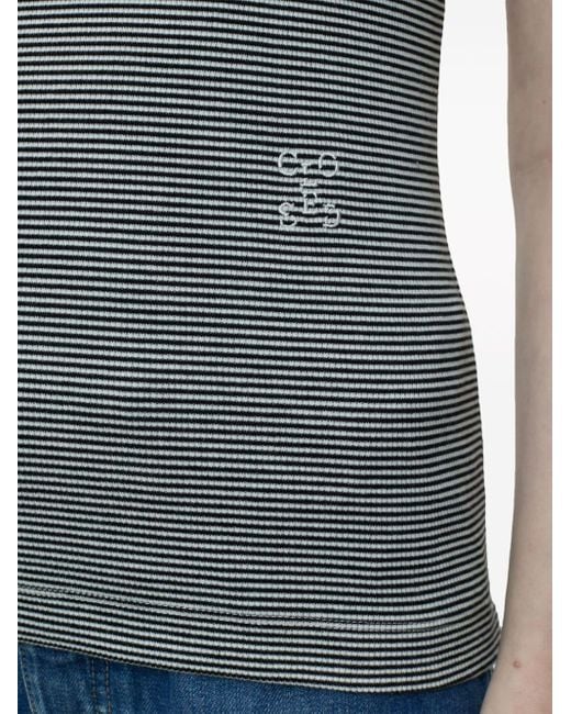 Closed Gray Striped Scoop-neck Tank Top