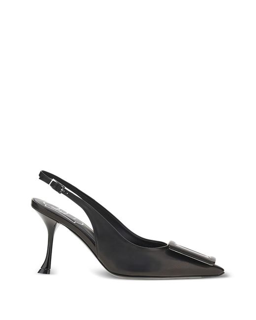 Roger Vivier Black Viv Ville Leather Slingback Pumps