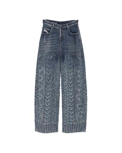 DIESEL Blue Wide-Leg Denim Jeans
