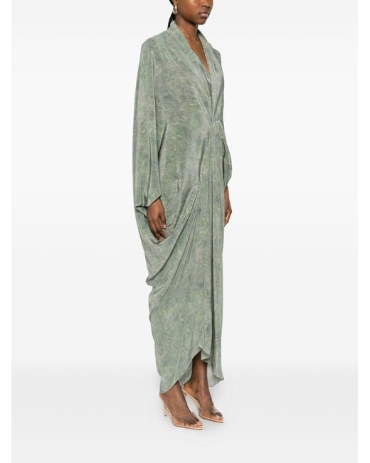 Cortana Green Mayu Silk Long Dress
