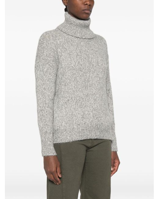 Base London Gray Cotton And Wool Turtle-Neck Sweater