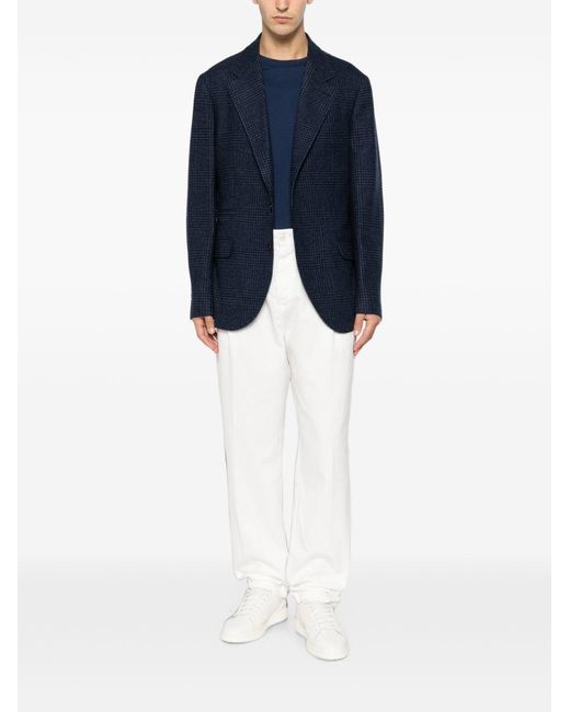 Brunello Cucinelli Blue Wool Single-Breasted Jacket for men