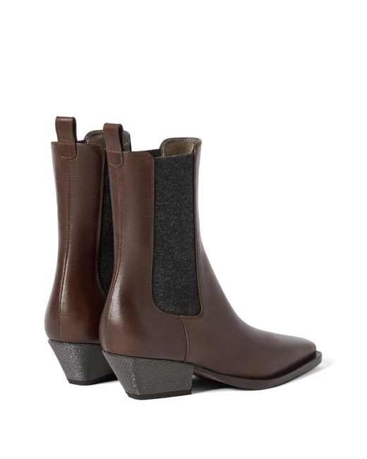 Brunello Cucinelli Brown Leather Ankle Boots