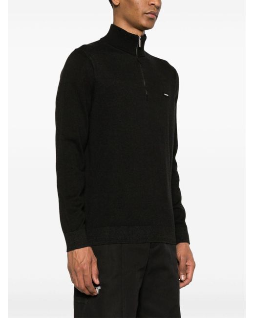 Calvin Klein Black Zip-up Cotton-blend Jumper for men