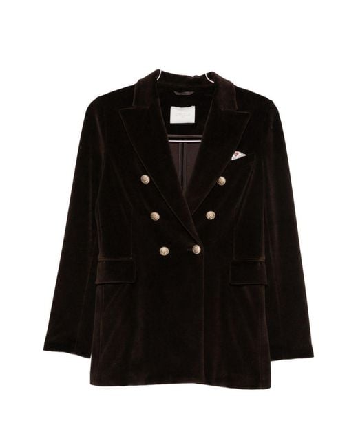 Circolo 1901 Black Cotton Double-Breasted Jacket