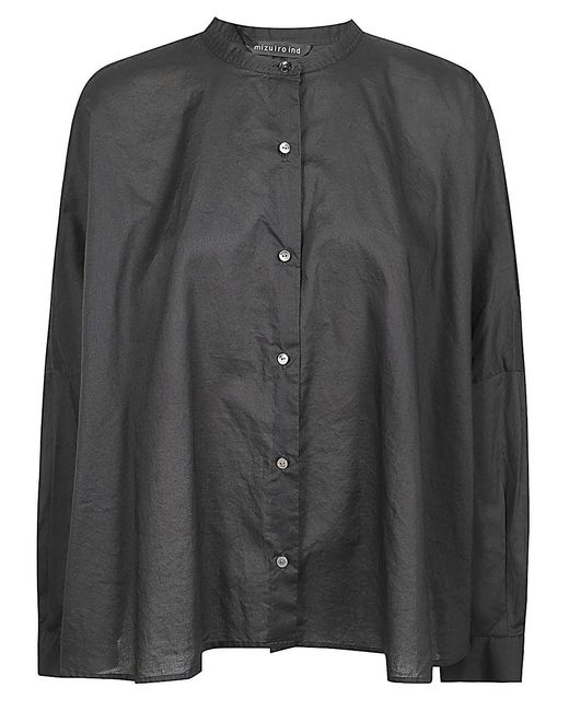 MIZUIRO Black Embroidered Cotton Shirt
