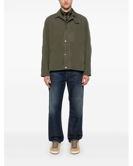 Barbour Green Stylish Front Press-Stud And Zip Fastening Coat For for men