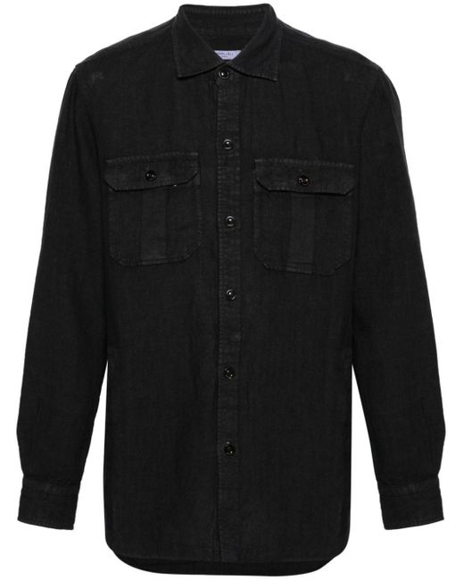 Boglioli Black Flap-pockets Linen Shirt for men