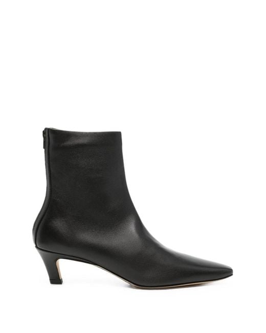 Totême Black Leather Heel Ankle Boots