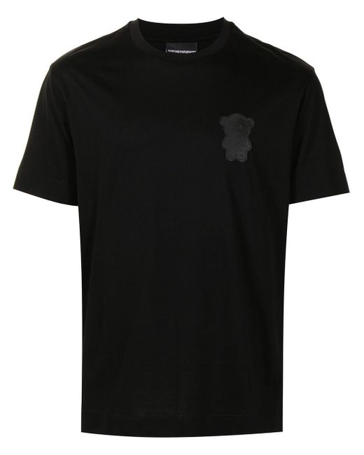 Emporio Armani Black Teddy Bear-patch T-shirt for men