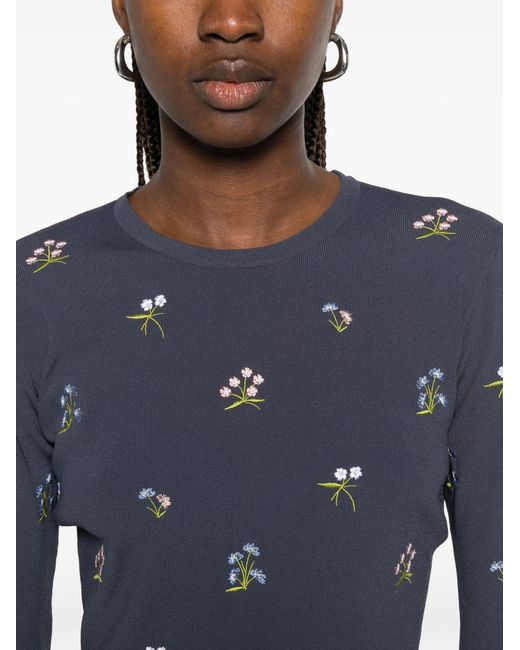 Blugirl Blumarine Blue T-Shirt With Embroidery