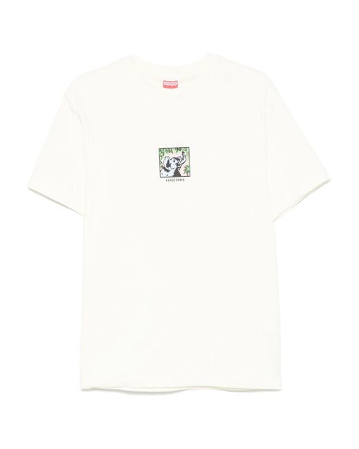 KENZO White Jungle Elephant Cotton T-Shirt for men
