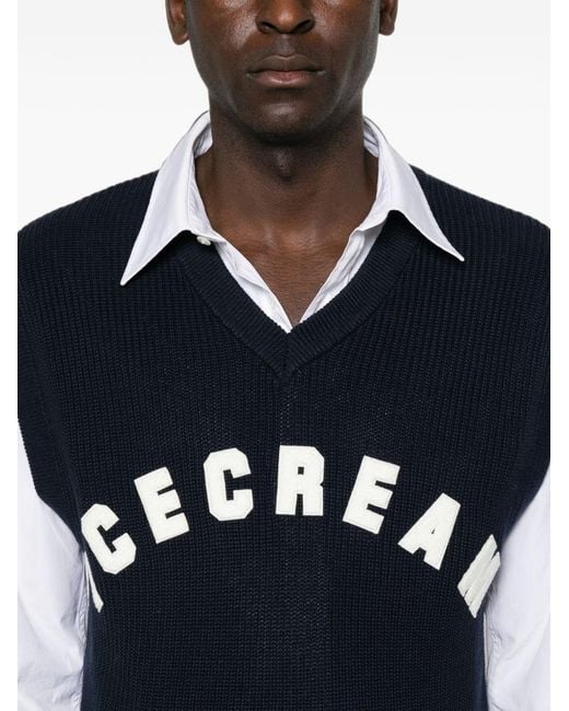 ICECREAM Blue Wool Blend Vest for men