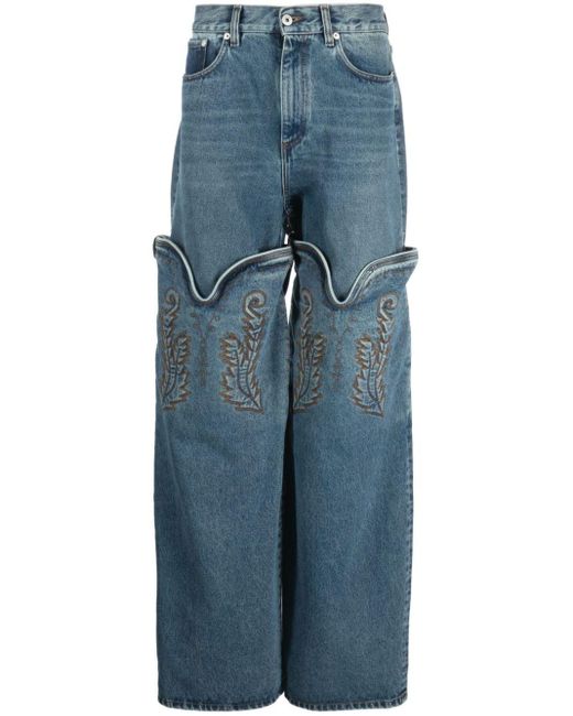 Y. Project Blue Evergreen Maxi Cowboy Cuff Jeans - Unisex - Organic Cotton