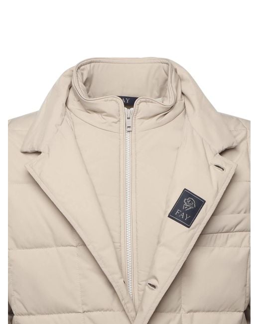 Fay Natural Short Coat Front Double Breasted With Pockets for men