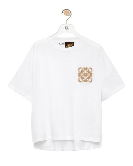 Loewe-Paulas Ibiza White Boxy Fit Cotton T-shirt