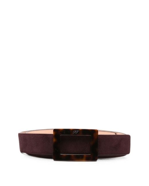 Roger Vivier White Belle Vivier Leather Belt
