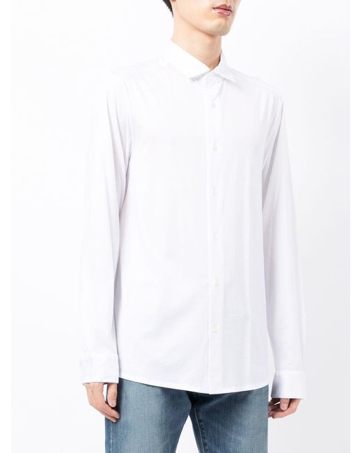 Emporio Armani White Jersey Long-sleeve Shirt for men