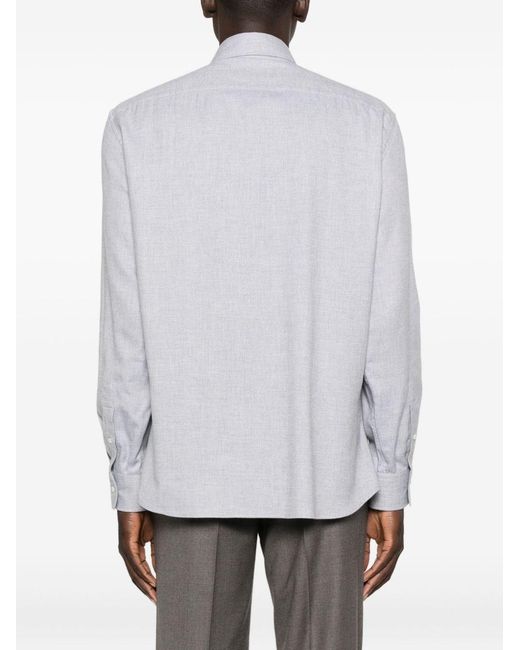 Brunello Cucinelli White Cotton Blend Shirt for men