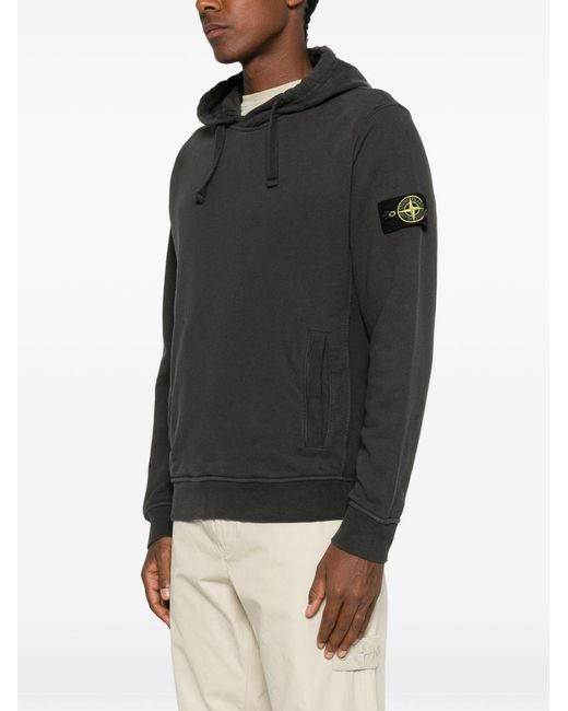 Stone Island Black Cotton Hoodie for men
