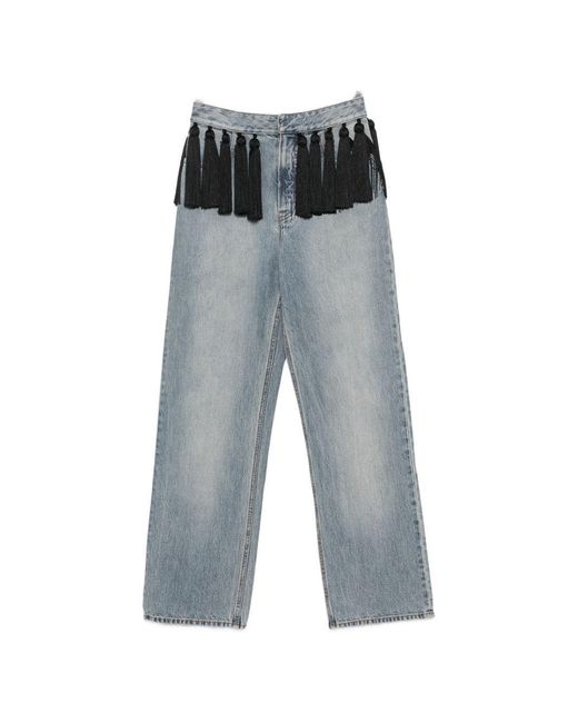 Alaïa Gray Tassel Denim Jeans
