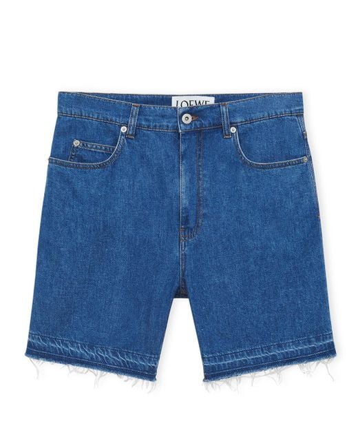 Loewe-Paulas Ibiza Blue Denim Shorts for men