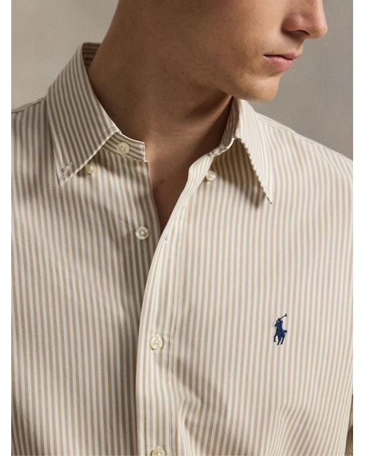 Polo Ralph Lauren White Custom Fit Striped Shirt for men