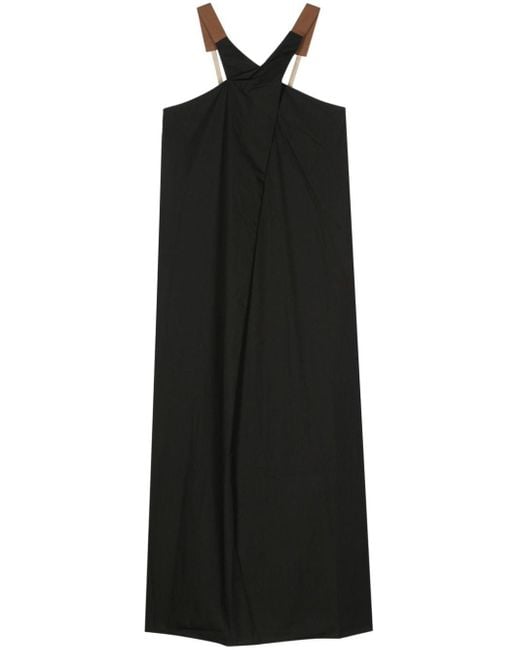 Alysi Black Crossover-strap Poplin Midi Dress
