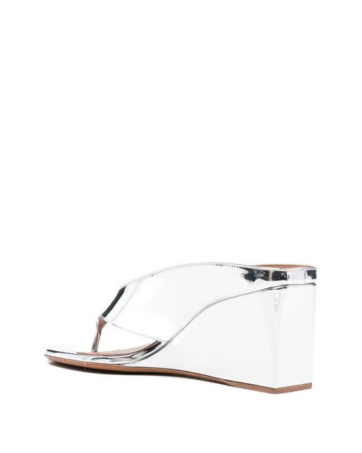 Alaïa White Wedge Thong Mules