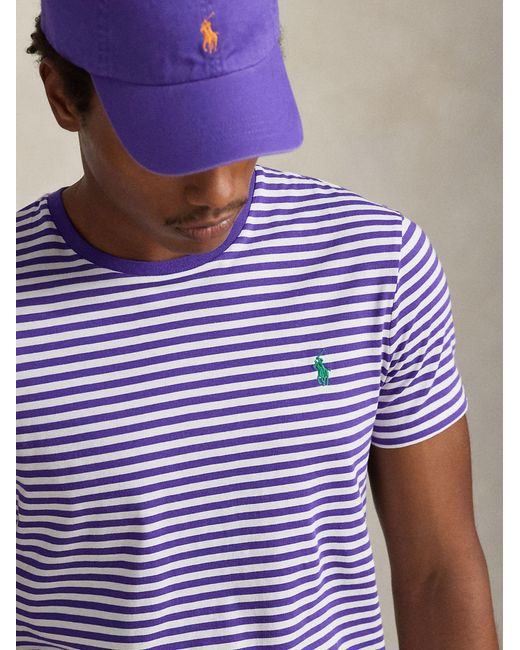 Polo Ralph Lauren Purple Striped Cotton T-Shirt for men