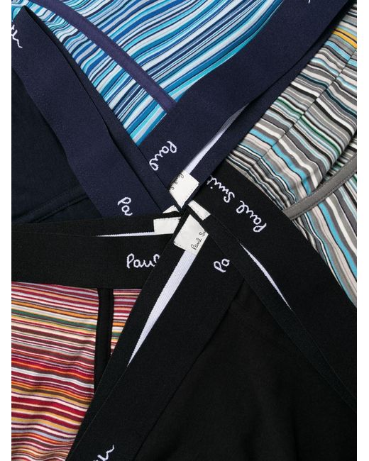 Paul Smith Black Logo-Waistband Striped Boxers (Pack Of Five) for men