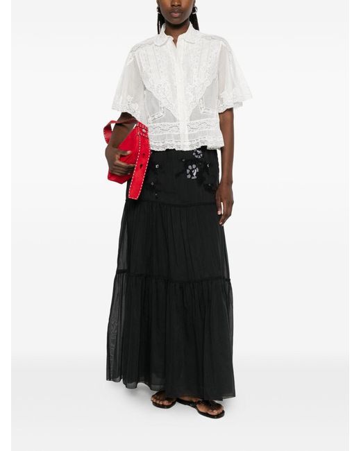 Ermanno Scervino Black Cotton Long Skirt