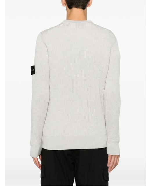 Stone Island White Wool Sweater for men