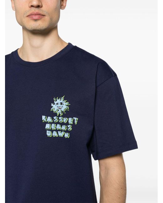 Rassvet (PACCBET) Blue Logo-flocked Cotton T-shirt for men