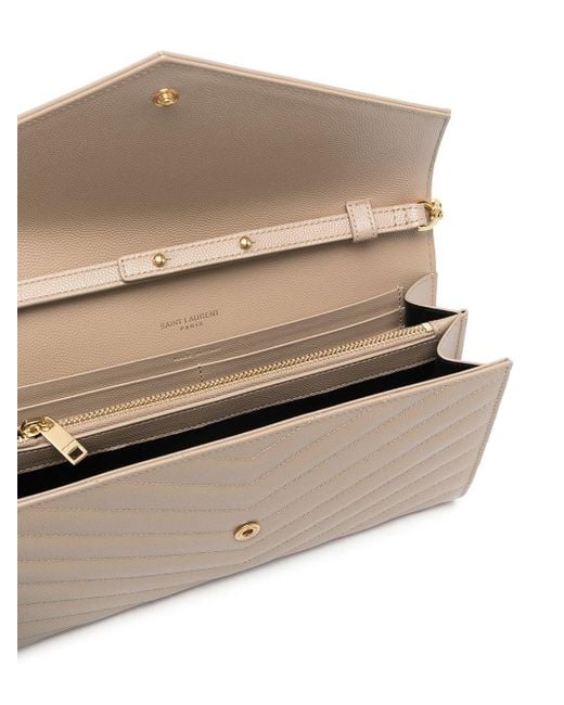 Saint Laurent Natural Cassandre Leather Wallet On Chain