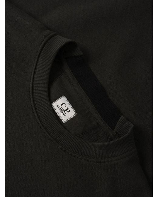 C P Company Black Cotton Crewneck Sweater for men