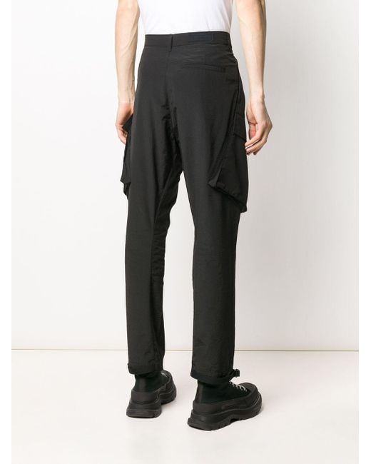 black tapered cargo trousers
