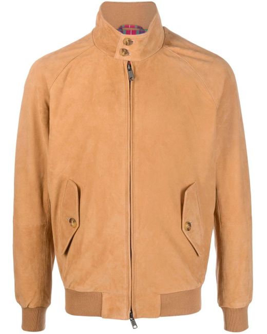 Baracuta Brown Zip-up Suede Leather Jacket for men