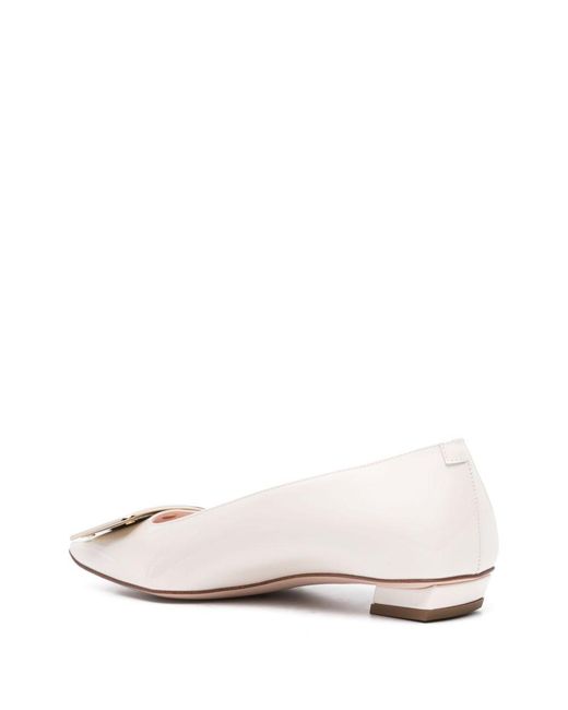 Roger Vivier Pink Belle Vivier Leather Ballet Flats
