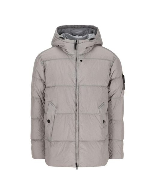 Stone Island Gray Logo Nylon Blouson Jacket for men