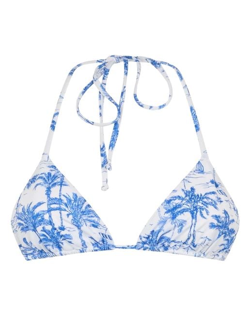 Mc2 Saint Barth Blue Triangle Cup Halterneck Swim Top
