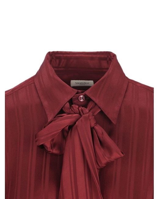 Saint Laurent Red Striped Silk Shirt