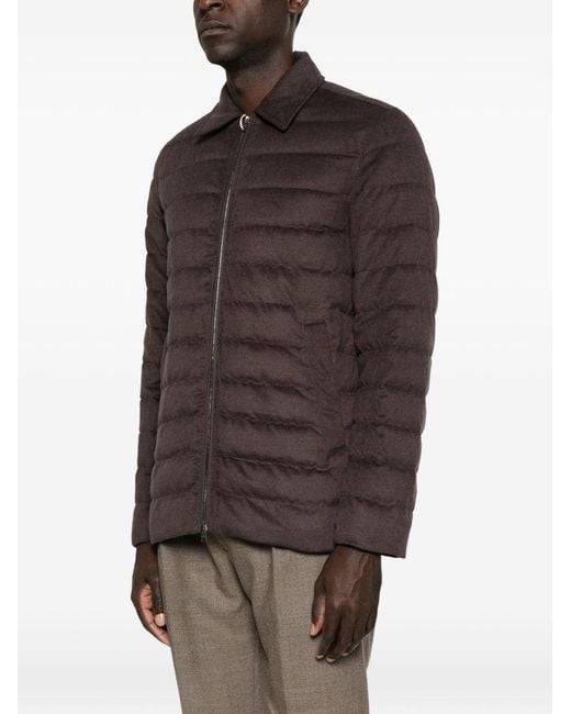 Herno Brown Zipped Down Jacket for men
