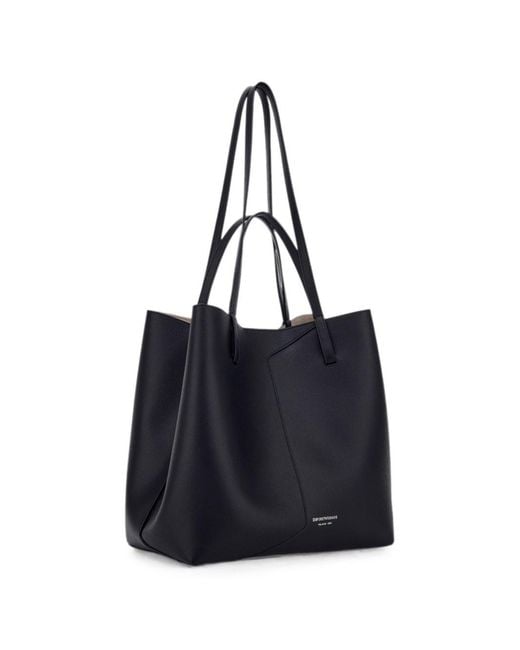 Emporio Armani Blue Medium Leather Tote Bag