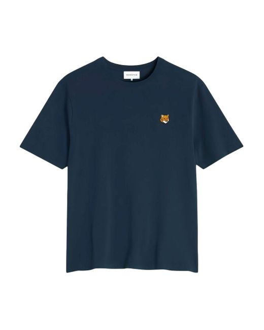 Maison Kitsuné Blue Fox Head Cotton T-Shirt for men