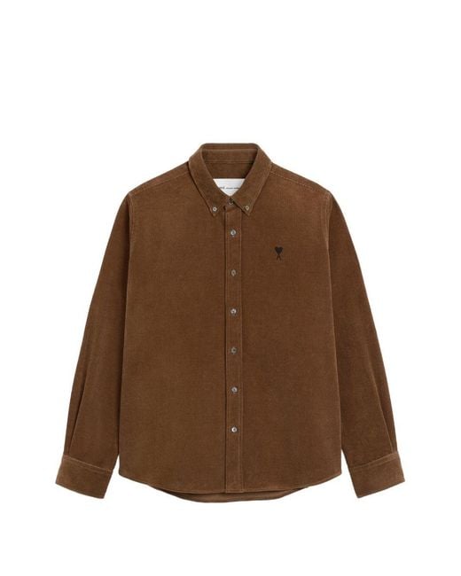 AMI Brown Velvet Shirt for men