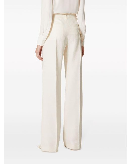 Valentino White Toile Iconographe Wool And Silk Blend Trousers