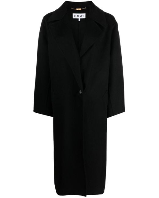 Loewe Black Oversized Single-Breasted Wool-Cashmere Coat