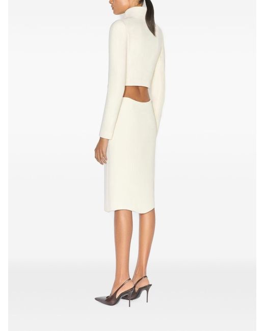 Alaïa White Wool Midi Skirt