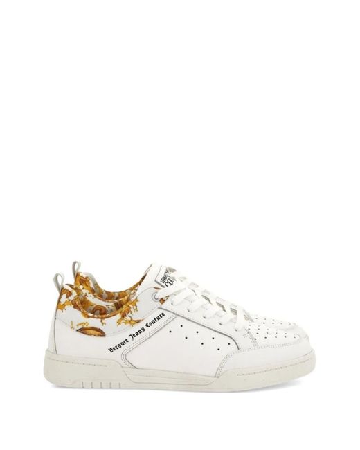 Versace Jeans Couture White Sneaker With Baroque Detail for men